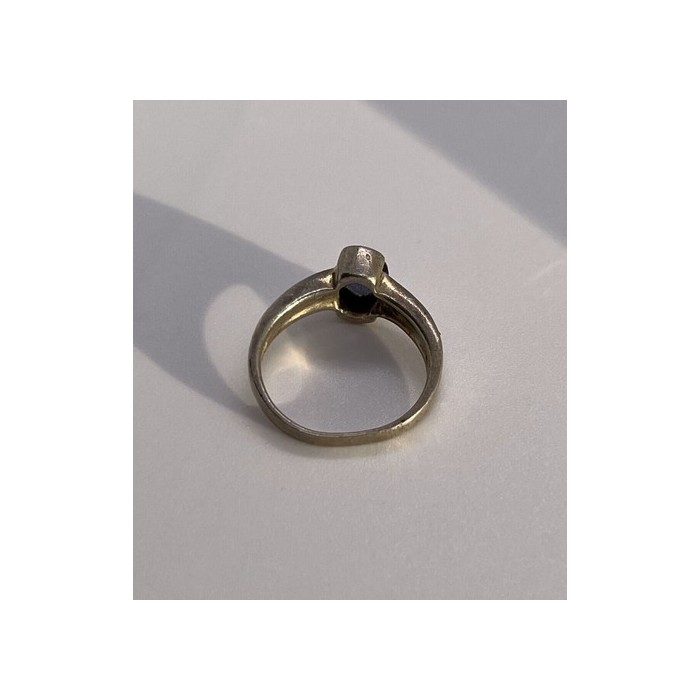 925 Sterling Silver Sapphire & Marcasite Ring Size 6.5