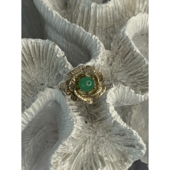 925 Sterling Silver Nephrite Flower Ring Size 6.5