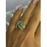 925 Sterling Silver Nephrite Flower Ring Size 6.5