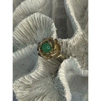 925 Sterling Silver Nephrite Flower Ring Size 6.5