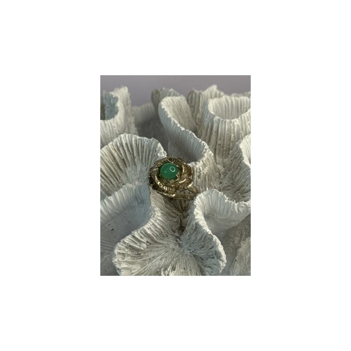925 Sterling Silver Nephrite Flower Ring Size 6.5