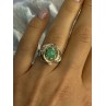 925 Sterling Silver Nephrite Flower Ring Size 6.5