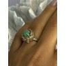 925 Sterling Silver Nephrite Flower Ring Size 6.5