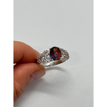 925 Sterling Silver Mystic Topaz & Goshenite Ring Size 9
