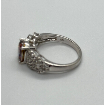 925 Sterling Silver Mystic Topaz & Goshenite Ring Size 9