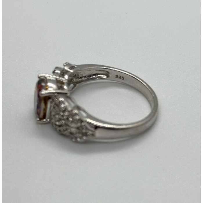 925 Sterling Silver Mystic Topaz & Goshenite Ring Size 9