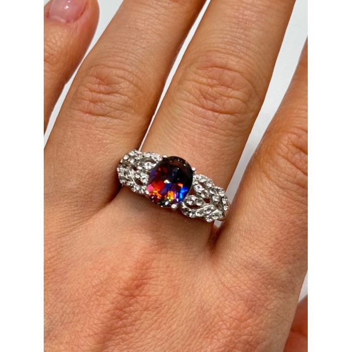 925 Sterling Silver Mystic Topaz & Goshenite Ring Size 9