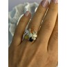 925 Sterling Silver 6 Colors Of Jade Flower Ring Size 8, 9