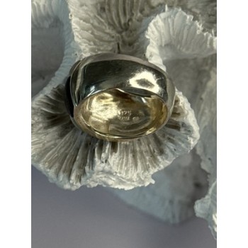 925 Sterling Silver Onyx Abalone Marcasite Ring Size 8