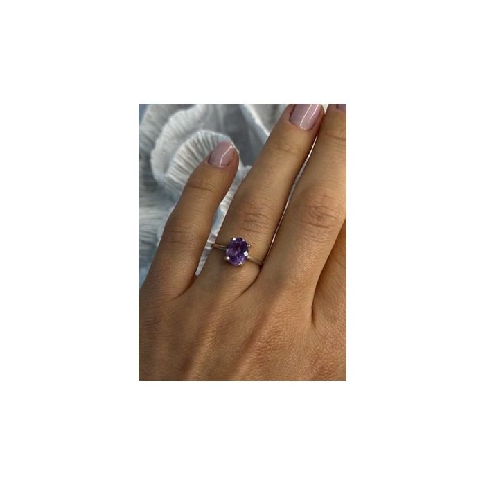 925 Sterling Silver Amethyst Ring Size 6.5