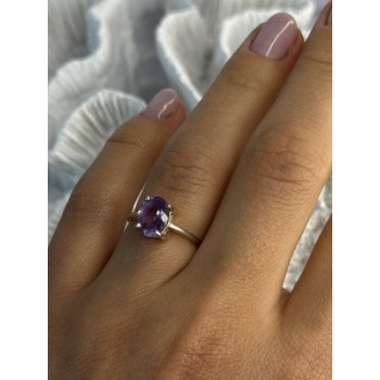 925 Sterling Silver Amethyst Ring Size 6.5