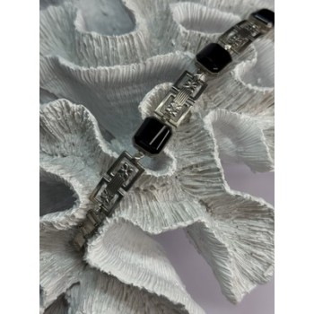 Vintage 925 Sterling Silver Onyx Bracelet Length 7 Inch