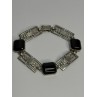 Vintage 925 Sterling Silver Onyx Bracelet Length 7 Inch