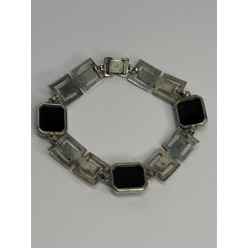 Vintage 925 Sterling Silver Onyx Bracelet Length 7 Inch