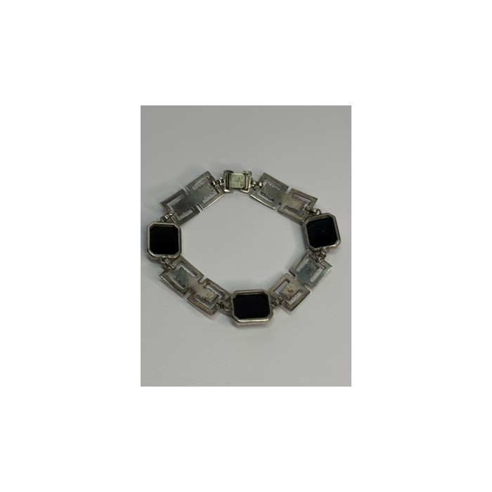 Vintage 925 Sterling Silver Onyx Bracelet Length 7 Inch