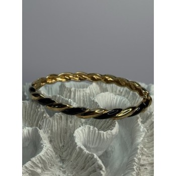 Bangle 925 Sterling Silver Gold Plated Onyx Bracelet