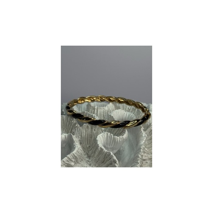 Bangle 925 Sterling Silver Gold Plated Onyx Bracelet