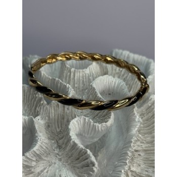 Bangle 925 Sterling Silver Gold Plated Onyx Bracelet