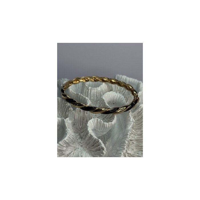 Bangle 925 Sterling Silver Gold Plated Onyx Bracelet