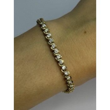 925 Sterling Silver Gold Plated CZ Bracelet Length 7 Inch