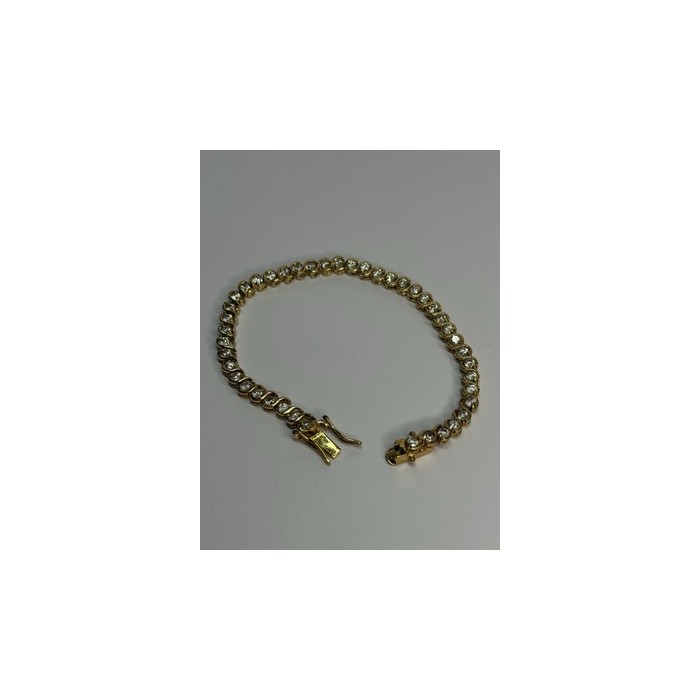 925 Sterling Silver Gold Plated CZ Bracelet Length 7 Inch