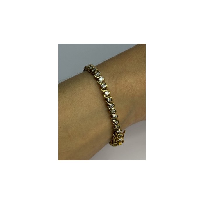 925 Sterling Silver Gold Plated CZ Bracelet Length 7 Inch