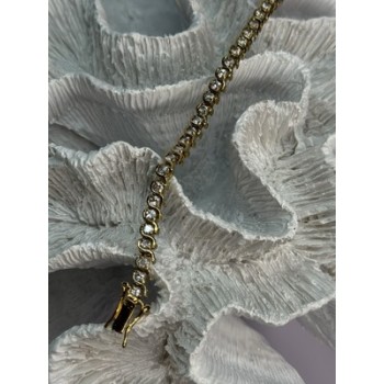 925 Sterling Silver Gold Plated CZ Bracelet Length 7 Inch