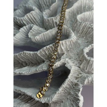 925 Sterling Silver Gold Plated CZ Bracelet Length 7 Inch