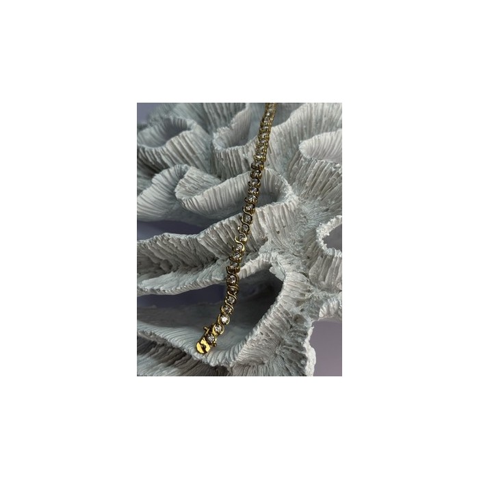 925 Sterling Silver Gold Plated CZ Bracelet Length 7 Inch