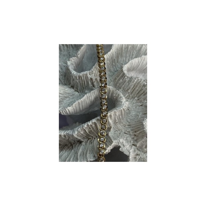 925 Sterling Silver Gold Plated CZ Bracelet Length 7 Inch