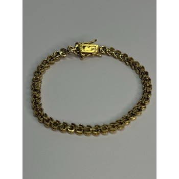 925 Sterling Silver Gold Plated CZ Bracelet Length 7 Inch