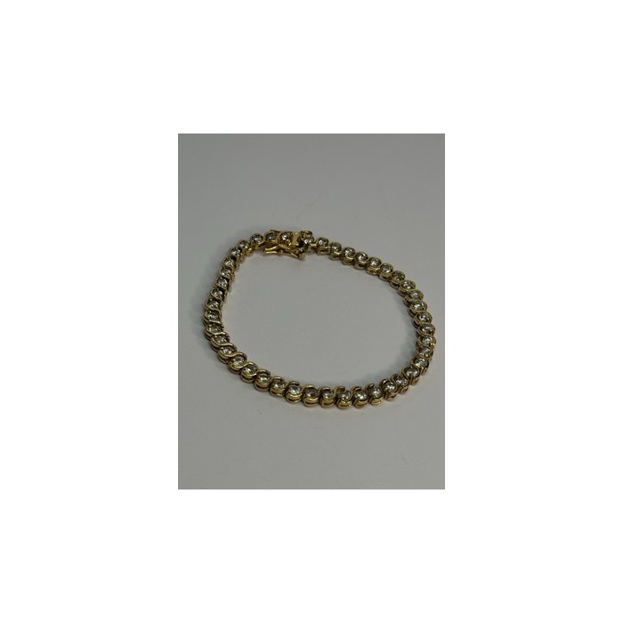 925 Sterling Silver Gold Plated CZ Bracelet Length 7 Inch