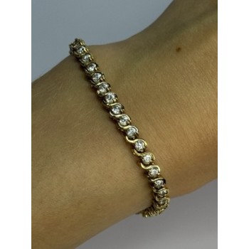 925 Sterling Silver Gold Plated CZ Bracelet Length 7 Inch
