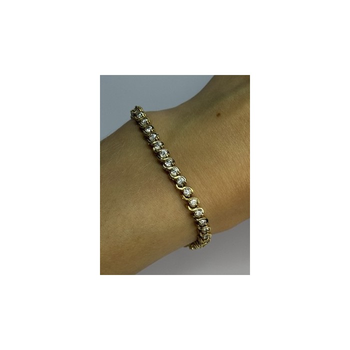 925 Sterling Silver Gold Plated CZ Bracelet Length 7 Inch