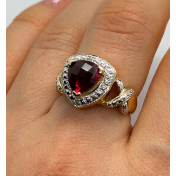 925 Sterling Silver Gold Plated Spinel Ring Size 7