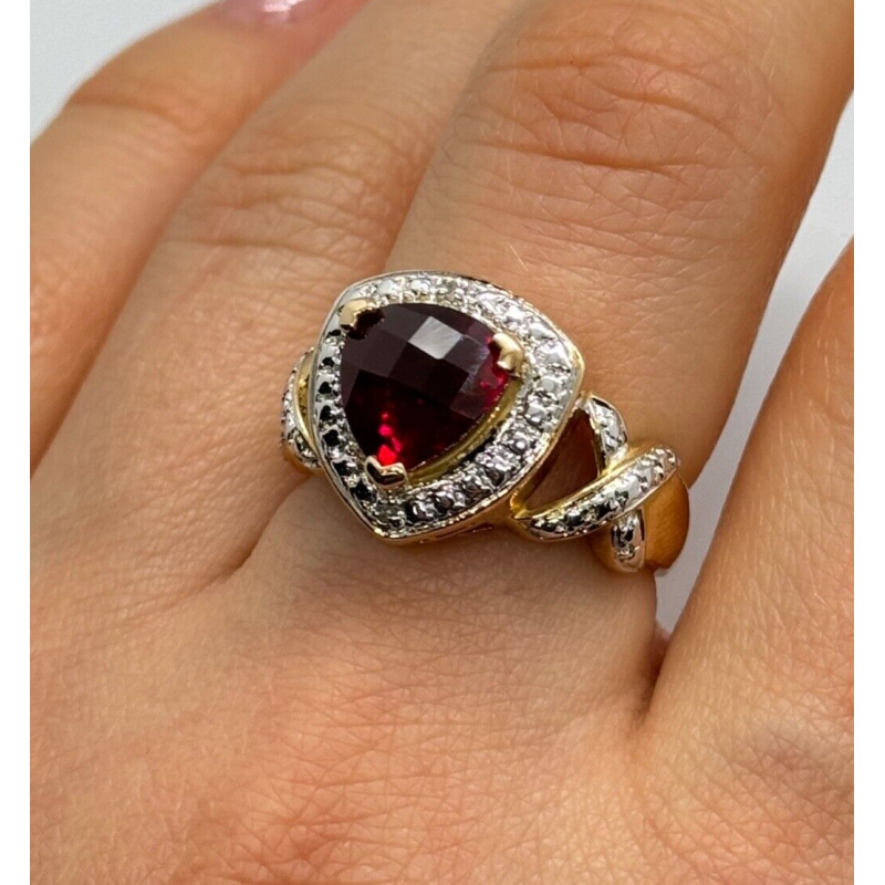 925 Sterling Silver Gold Plated Spinel Ring Size 7