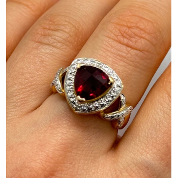 925 Sterling Silver Gold Plated Spinel Ring Size 7