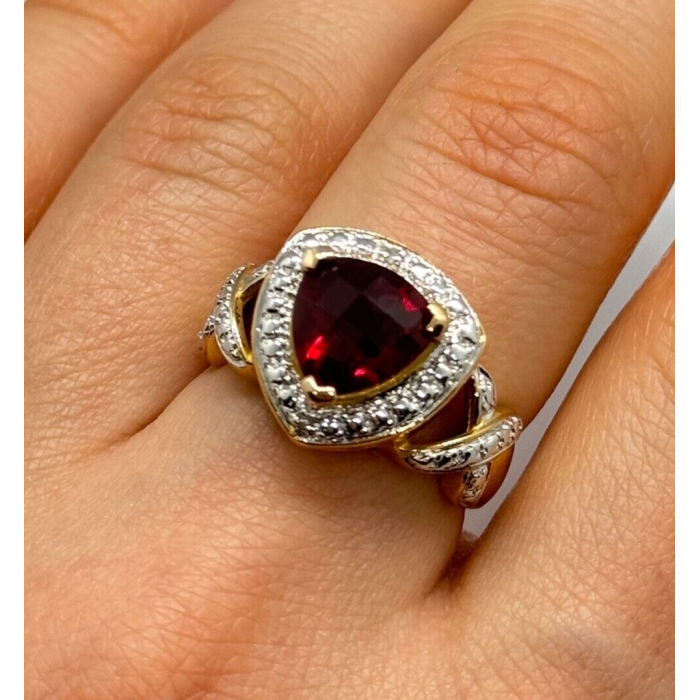 925 Sterling Silver Gold Plated Spinel Ring Size 7