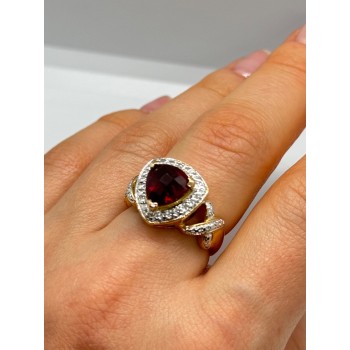 925 Sterling Silver Gold Plated Spinel Ring Size 7