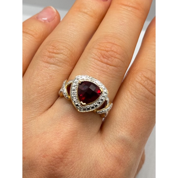 925 Sterling Silver Gold Plated Spinel Ring Size 7