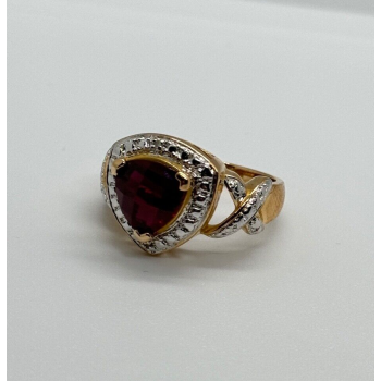 925 Sterling Silver Gold Plated Spinel Ring Size 7