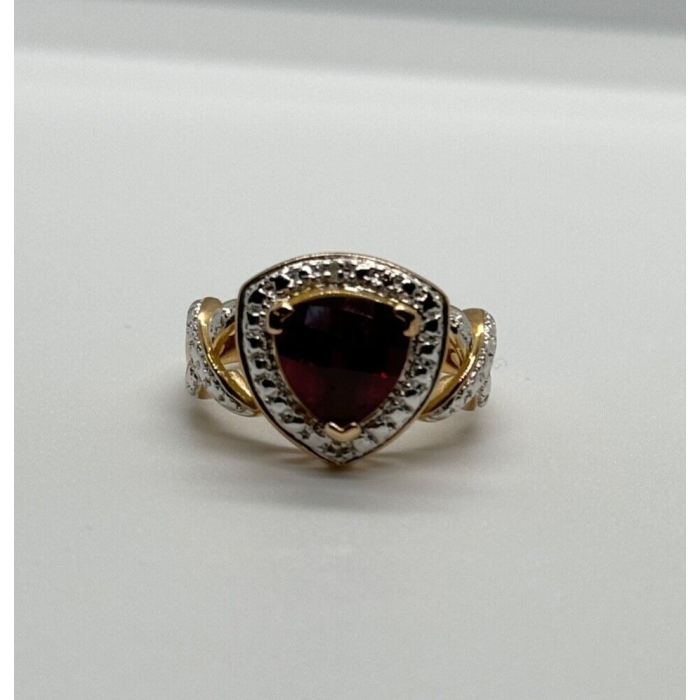 925 Sterling Silver Gold Plated Spinel Ring Size 7