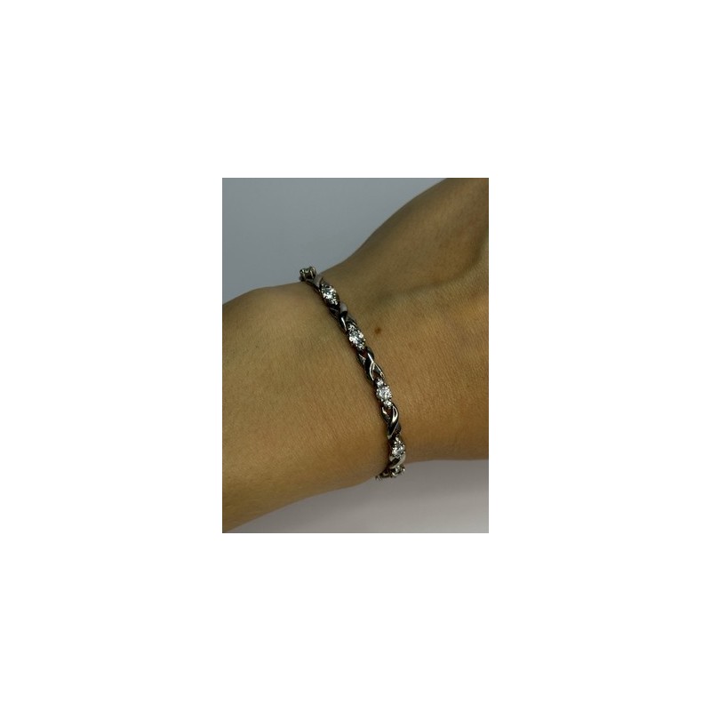 Beautiful 925 Sterling Silver CZ Bracelet Length 7 Inch