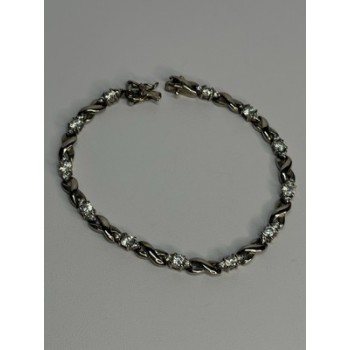 Beautiful 925 Sterling Silver CZ Bracelet Length 7 Inch
