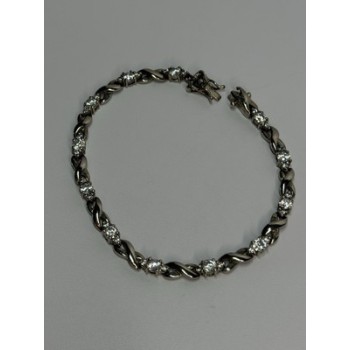Beautiful 925 Sterling Silver CZ Bracelet Length 7 Inch