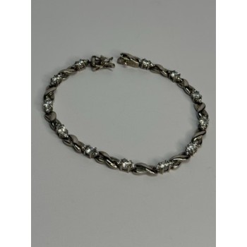 Beautiful 925 Sterling Silver CZ Bracelet Length 7 Inch