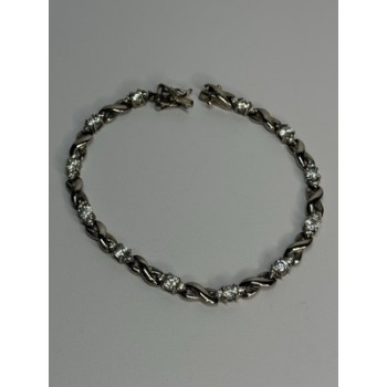 Beautiful 925 Sterling Silver CZ Bracelet Length 7 Inch
