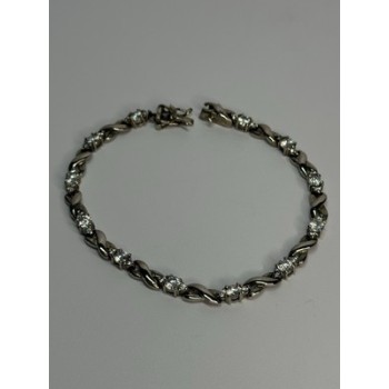 Beautiful 925 Sterling Silver CZ Bracelet Length 7 Inch