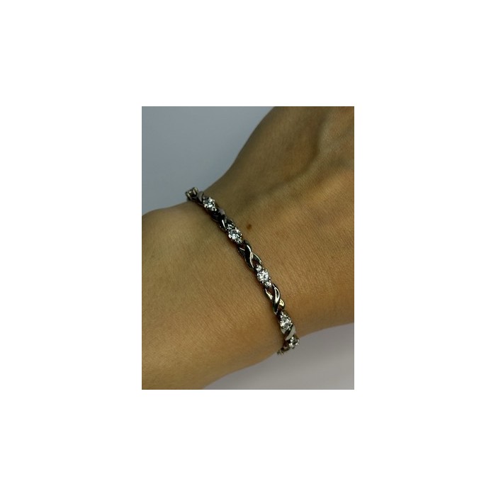 Beautiful 925 Sterling Silver CZ Bracelet Length 7 Inch