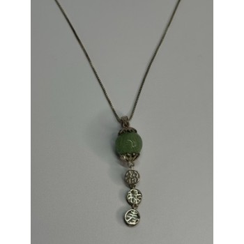 925 Sterling Silver Jadeite Necklace Length 18 Inch